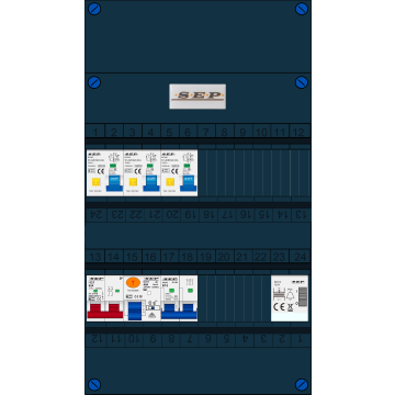 Schotman Elektro B.V. - SEP FS63A, 1xHoofdschakelaar, 3xAardlekautomaat, 1xAls+Fornuisgroep, 1xBeltrafo, 1 Fase