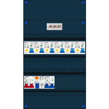 Schotman Elektro B.V. - SEP FS63A, 1xHoofdschakelaar, 6xAardlekautomaat, 1xAls+Fornuisgroep, 1 Fase
