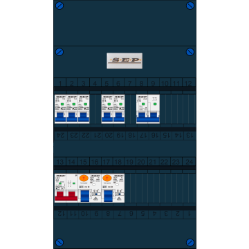 Schotman Elektro B.V. - SEP FS63A, 1xHoofdschakelaar, 5xInstallatieautomaat, 1xFornuisgroep, 1 Fase