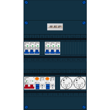 Schotman Elektro B.V. - SEP FS63A, 1xHoofdschakelaar, 2xAardlekschakelaar, 6xInstallatieautomaat, 2xContactdoos, 1 Fase