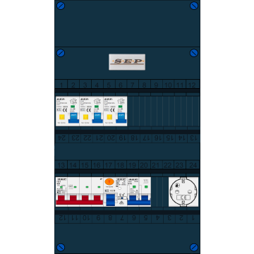 Schotman Elektro B.V. - SEP FS63A, 1xHoofdschakelaar, 3xAardlekautomaat, 1xAls+Fornuisgroep, 1xContactdoos, 3 Fase 