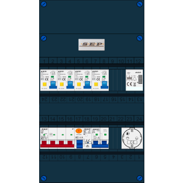 Schotman Elektro B.V. - SEP FS63A, 1xHoofdschakelaar, 4xAardlekautomaat, 1xAls+Fornuisgroep, 1xBeltrafo, 1xContactdoos, 3 Fase 