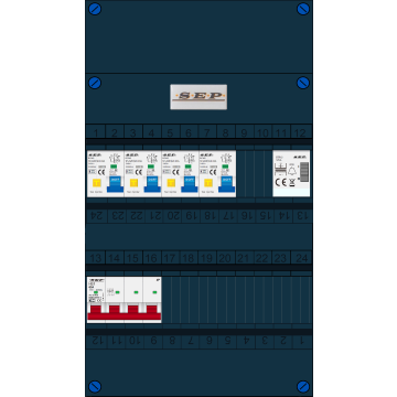 Schotman Elektro B.V. - SEP FS63A, 1xHoofdschakelaar, 4xAardlekautomaat, 1xBeltrafo, 3 Fase
