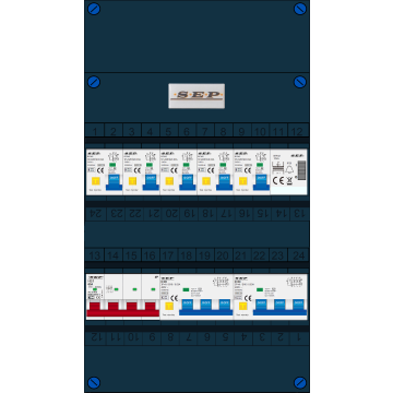 Schotman Elektro B.V. - SEP FS63A, 1xHoofdschakelaar, 5xAardlekautomaat, 2xKracht aardlekautomaat, 1xBeltrafo, 3 Fase
