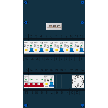 Schotman Elektro B.V. - SEP FS63A, 1xHoofdschakelaar, 7xAardlekautomaat, 1xContactdoos, 3 Fase