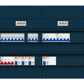 Schotman Elektro B.V. - SEP FS63A, 1xHoofdschakelaar, 3xAardlekschakelaar, 10xInstallatieautomaat, 2xkracht installatieautomaat, 3 Fase