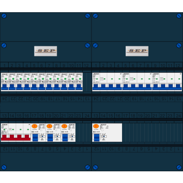 Schotman Elektro B.V. - SEP FS63A, 1xHoofdschakelaar, 3xAardlekschakelaar, 11xInstallatieautomaat, 3xkracht installatieautomaat, 3 Fase