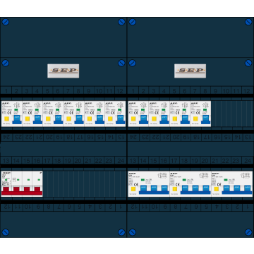Schotman Elektro B.V. - SEP FS63A, 1xHoofdschakelaar, 10xAardlekautomaat, 3xKracht aardlekautomaat, 3 Fase