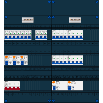 Schotman Elektro B.V. - SEP FS63A, 1xHoofdschakelaar, 5xAardlekschakelaar, 10xInstallatieautomaat, 4xkracht installatieautomaat, 3 Fase