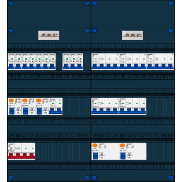 Schotman Elektro B.V. - SEP FS63A, 1xHoofdschakelaar, 5xAardlekschakelaar, 10xInstallatieautomaat, 5xkracht installatieautomaat, 1xFornuisgroep, 3 Fase