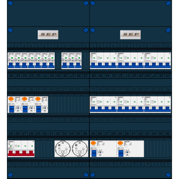 Schotman Elektro B.V. - SEP FS63A, 1xHoofdschakelaar, 5xAardlekschakelaar, 10xInstallatieautomaat, 6xkracht installatieautomaat, 2xContactdoos, 3 Fase