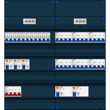 Schotman Elektro B.V. - SEP FS63A, 1xHoofdschakelaar, 5xAardlekschakelaar, 11xInstallatieautomaat, 6xkracht installatieautomaat, 3 Fase