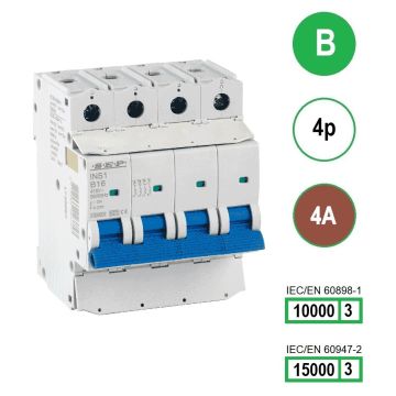 SEP INS1-4B04 installatieautomaat 4-polig 4A B-karakteristiek met verzegelbare aansluitafdekking