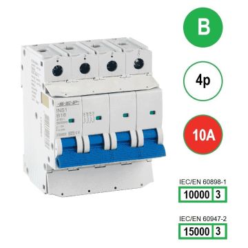 SEP INS1-4B10 installatieautomaat 4-polig 10A B-karakteristiek met verzegelbare aansluitafdekking