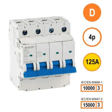 SEP INS1-4D125 installatieautomaat 4-polig 125A D-karakteristiek met verzegelbare aansluitafdekking
