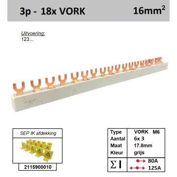Schotman Elektro - SEP 16F03018G06 aansluitrail 16mm2 80A 125A