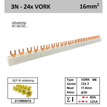 Schotman Elektro - SEP 16F04024G56 aansluitrail 16mm2 80A 125A