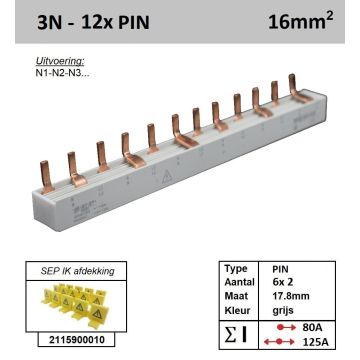 Schotman Elektro - SEP 16P04012G50 aansluitrail 16mm2 80/125A