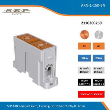 SEP AKN Compact klem, 1 voudig, 35-150mm2, CU/AL, bruin