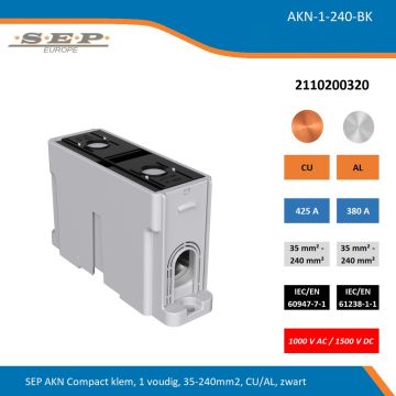 SEP AKN Compact klem, 1 voudig, 35-240mm2, CU/AL, zwart
