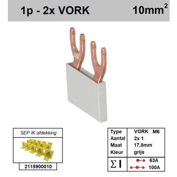 Schotman Elektro - SEP aansluitrail VORK-M6 2x1 aansluitingen 17.8mm