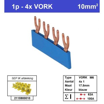 Schotman Elektro - SEP aansluitrail VORK-M6 4x1 aansluitingen 17.8mm