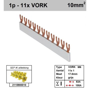 Schotman Elektro - SEP aansluitrail VORK-M6 11x1 aansluitingen 17.8mm