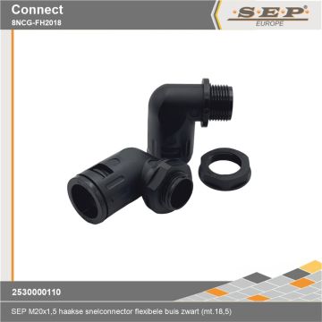 SEP Connect 8NCG-FH2018 - haakse buiswartel M20 mt.18.5 - zwart RAL9005 - details
