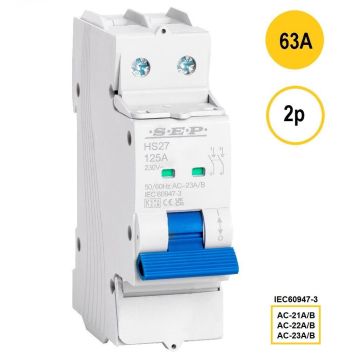 SEP HS27-2063 lastschakelaar 2-polig 63A, 27mm breed, 3102210080