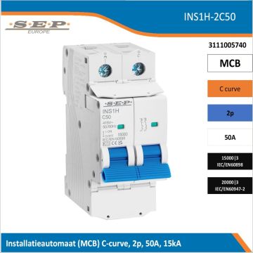 SEP INS1H inst.aut  2p - C - 50A - 15/20kA