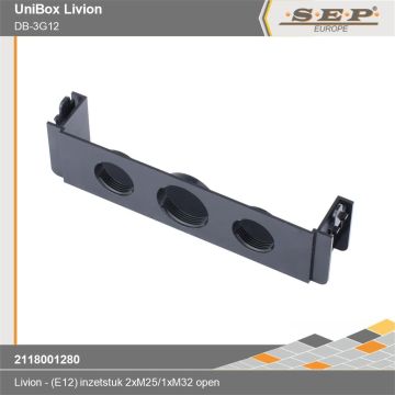 SEP Livion inzetstuk drievoudig 2×M25 1×M32 12 modulen – DB-3G12 – kader technische details