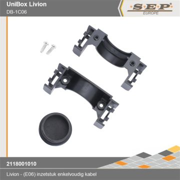 SEP DB-1C06 Livion inzetstuk enkelvoudige kabelinvoer – compleet met deksel en schroeven (6 modulen) - technische details
