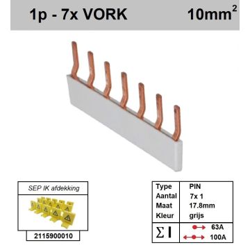 Schotman Elektro - SEP aansluitrail PIN 7x1 aansluitingen 17.8mm