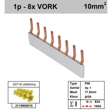 Schotman Elektro - SEP aansluitrail PIN 8x1 aansluitingen 17.8mm