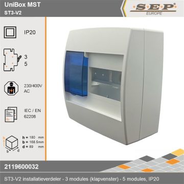 SEP UniBox MST ST3-V2 installatieverdeler technische gegevens - afmetingen en specificaties