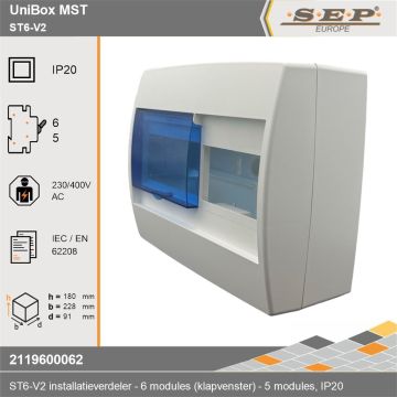 SEP UniBox MST ST6-V2 installatieverdeler technische gegevens - afmetingen en specificaties