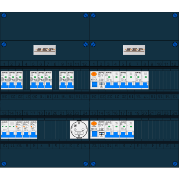 Schotman Elektro B.V. – SEP NOVA –3x ALS 2p, 2x ALS 4p, 8x INS, 5x INS 4p, 1x contactdoos
