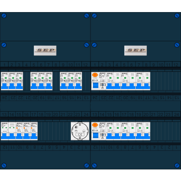 Schotman Elektro B.V. – SEP NOVA –3x ALS 2p, 2x ALS 4p, 9x INS, 6x INS 4p, 1x contactdoos