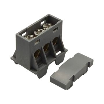 SEP AST16-31 verdeelblok 3x16mm² grijs (RAL 7046) met afdekking – faseverdeelblok voor TS15-rail