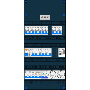 Schotman Elektro B.V. – SEP NOVA –3x ALS 2p, 1x ALS 4p, 10x INS, 3x INS 4p, kookgroep, beltrafo, 2x contactdoos