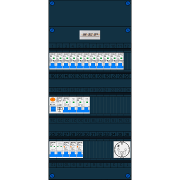 Schotman Elektro B.V. – SEP NOVA –3x ALS 2p, 1x ALS 4p, 11x INS, 2x INS 4p, 1x contactdoos