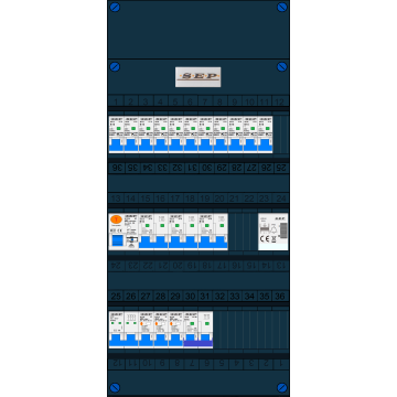 Schotman Elektro B.V. – SEP NOVA –3x ALS 2p, 1x ALS 4p, 11x INS, 3x INS 4p, kookgroep, beltrafo