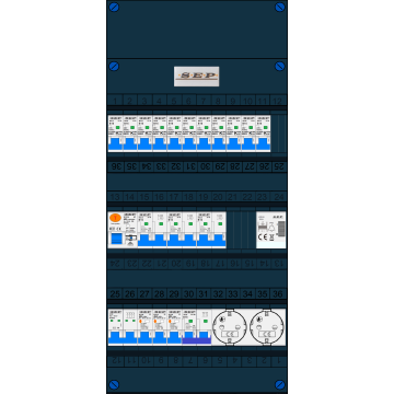 Schotman Elektro B.V. – SEP NOVA –3x ALS 2p, 1x ALS 4p, 11x INS, 3x INS 4p, kookgroep, beltrafo, 2x contactdoos