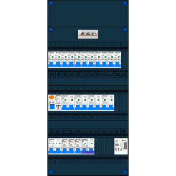 Schotman Elektro B.V. – SEP NOVA –3x ALS 2p, 1x ALS 4p, 11x INS, 4x INS 4p, kookgroep, beltrafo