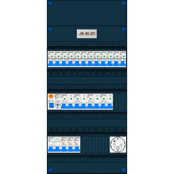 Schotman Elektro B.V. – SEP NOVA –3x ALS 2p, 1x ALS 4p, 12x INS, 4x INS 4p, 1x contactdoos
