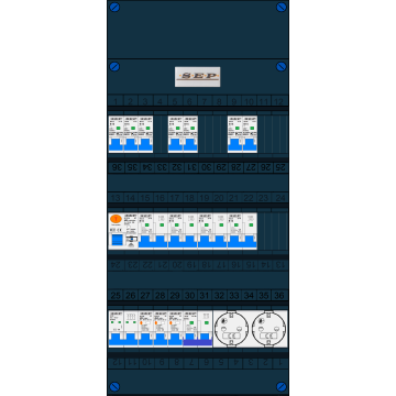Schotman Elektro B.V. – SEP NOVA –3x ALS 2p, 1x ALS 4p, 7x INS, 4x INS 4p, kookgroep, 2x contactdoos