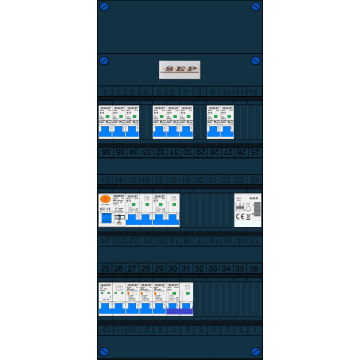 Schotman Elektro B.V. – SEP NOVA –3x ALS 2p, 1x ALS 4p, 8x INS, 2x INS 4p, kookgroep, beltrafo