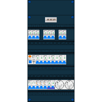 Schotman Elektro B.V. – SEP NOVA –3x ALS 2p, 1x ALS 4p, 8x INS, 4x INS 4p, kookgroep, 2x contactdoos