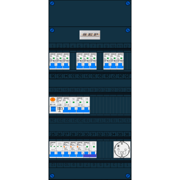 Schotman Elektro B.V. – SEP NOVA –3x ALS 2p, 1x ALS 4p, 9x INS, 2x INS 4p, kookgroep, 1x contactdoos