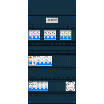 Schotman Elektro B.V. – SEP NOVA –3x ALS 2p, 1x ALS 4p, 9x INS, 2x INS 4p, 1x contactdoos